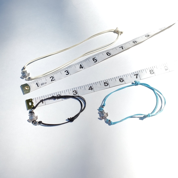 Turtle Adjustable Anklet Black Silver Color - Picture 4 of 8